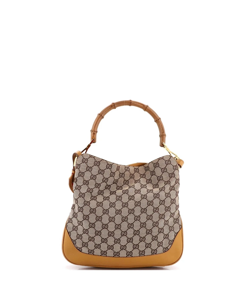 Pre-Owned Gucci Small Diana Bamboo Shoulder Bag Gg Canvas