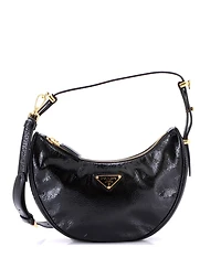 Pre-Owned Prada Small Arque Half Moon Hobo Vernice Naplak