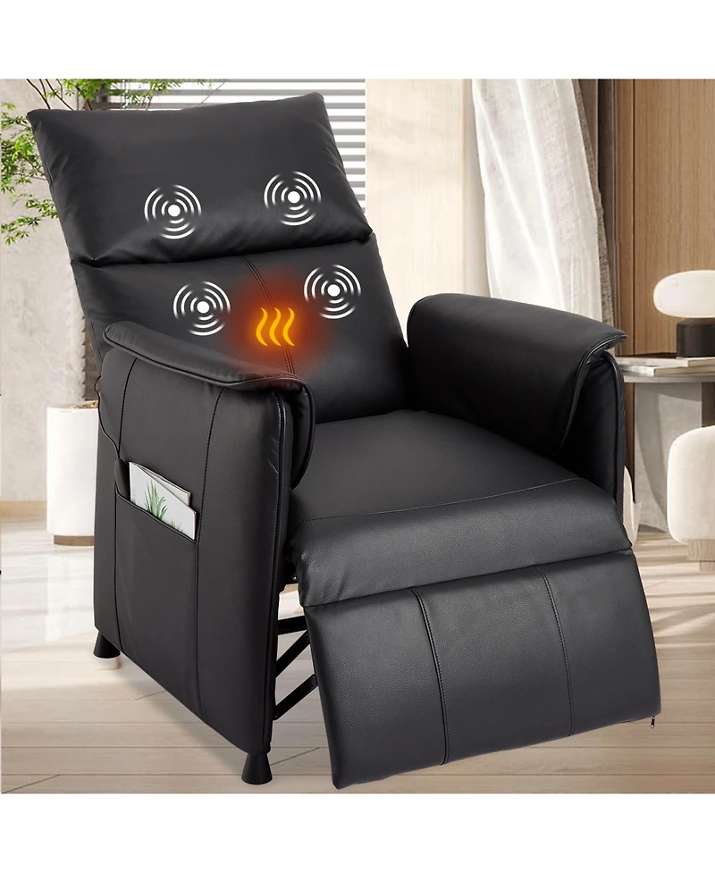 homfan Pu Leather Electric Recliner Sleeper Chair with Massage & Heat, Adjustable Sofa Bed with Remote for Living Room, Office & Home Theater