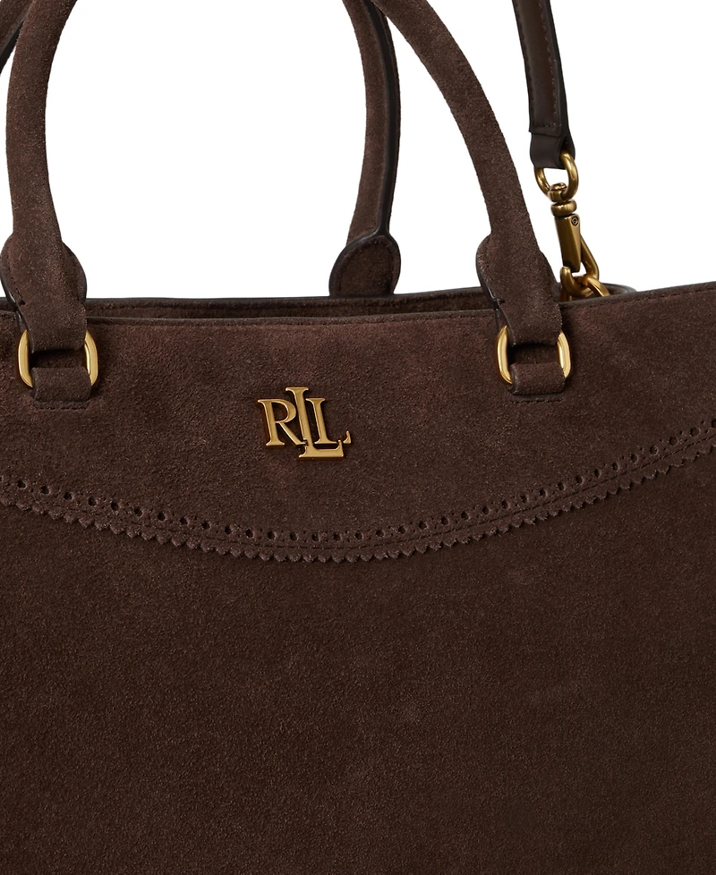 Lauren Ralph Suede Marcy Large Satchel Handbag