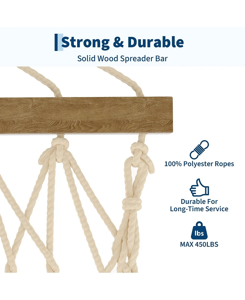 GarveeLife Comfortable 2 Person Quilted Hammock with Hardwood Spreader Bars and Pillow 450lbs Capacity Ideal for Patio