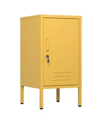 homfan Modern Metal Storage Locker Cabinet – Lockable Single Door, 2 Adjustable Shelves, Anti-Tilt Safety, Multi-Use for Bedroom or Living Room