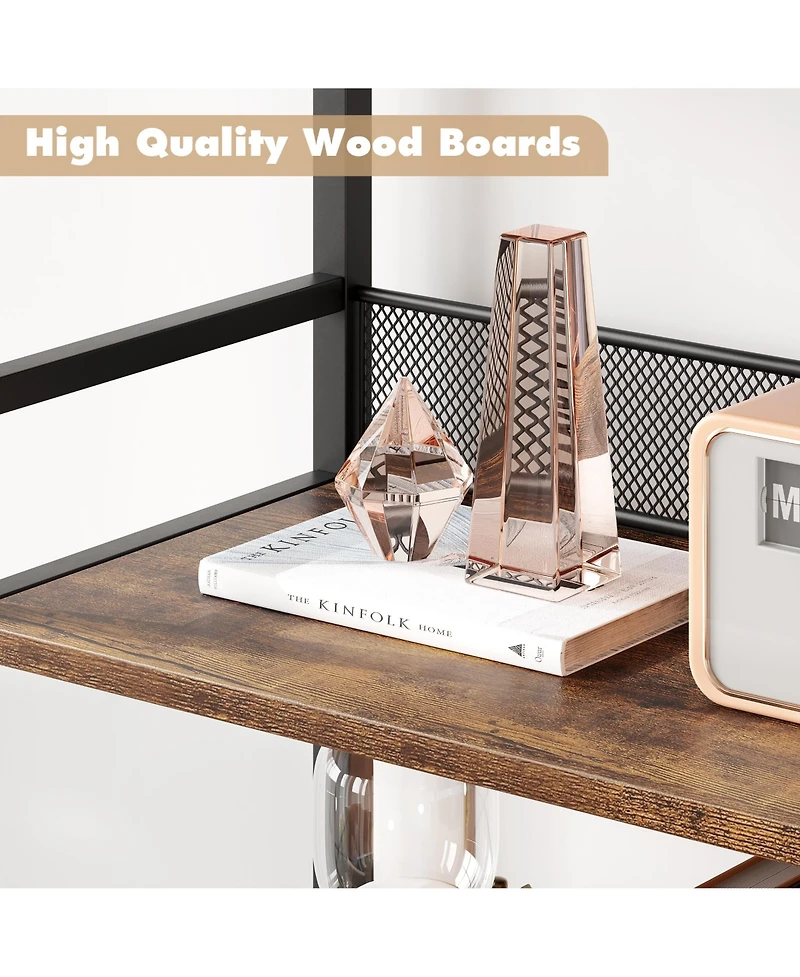 homfan Industrial 4-Tier Bookshelf with 2 Drawers, Tall Bookcase for Living Room, Bedroom and Home Office