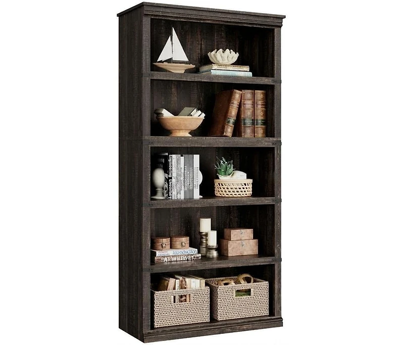 homfan 5-Tier Bookcase, 31.5" Tall Open Shelf with Mdf/Pb and Iron Frame, Farmhouse Storage for Living Room and Office