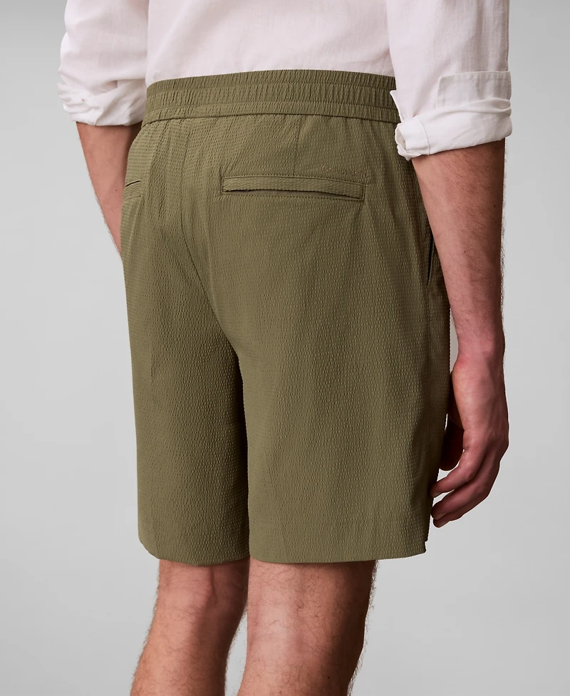 Calvin Klein Men's Straight Seersucker Elastic 7" Shorts