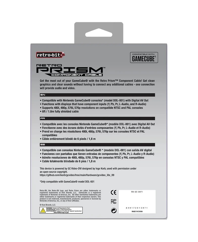 Retro-Bit Retro Prism Hd Component Cable for Gamecube