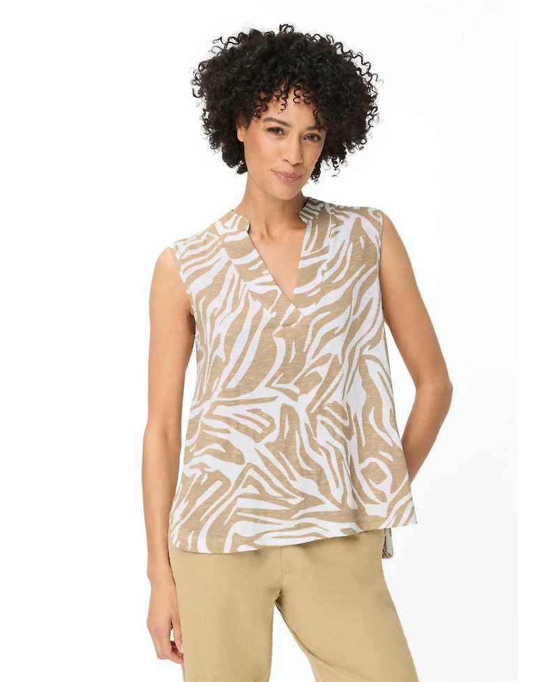 Olsen Women's Sleeveless Neo Zebra V-Neck Shell