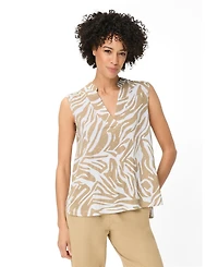 Olsen Women's Sleeveless Neo Zebra V-Neck Shell