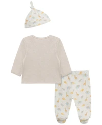 Little Me Baby Boys' Jungle Pals Long-Sleeve Top, Footed Pants and Hat, 3-Piece Set