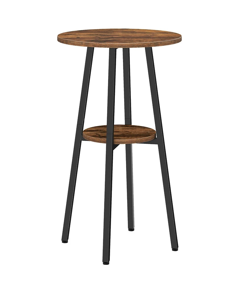 Slickblue 2-Tier Round Bar Table with Storage Shelf for Compact Living Spaces