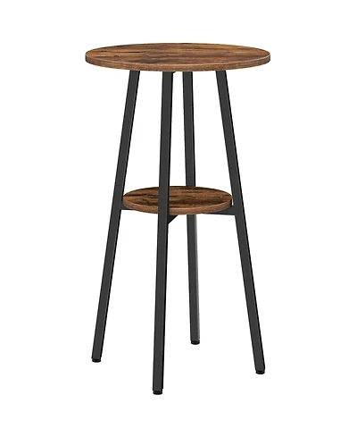 Slickblue 2-Tier Round Bar Table with Storage Shelf for Compact Living Spaces