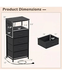 Slickblue Modern Nightstand 34" with Charging Station and Storage