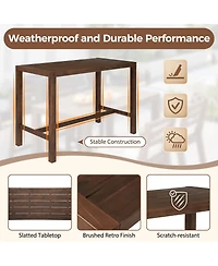 Asagikoiai 5-Piece Outdoor Bar Height Dining Set with Acacia Wood Table and 4 Cushioned Chairs