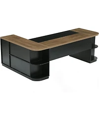 Tribesigns 86.6" L-Shaped Executive Desk: Large computer desk with drawers and storage cabinet. Modern workstation for home office