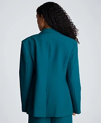 Kenneth Cole Women's Slim Sleeve Zippers One-Button Blazer