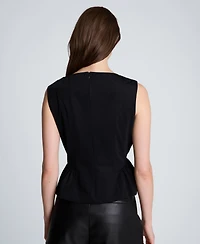 Kenneth Cole Women's Pleated Sleeveless Cowl Neck Peplum Top