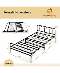 Gymax Twin Foldable Bed Frame With Headboard and Footboard Under-Bed Storage for Dorm
