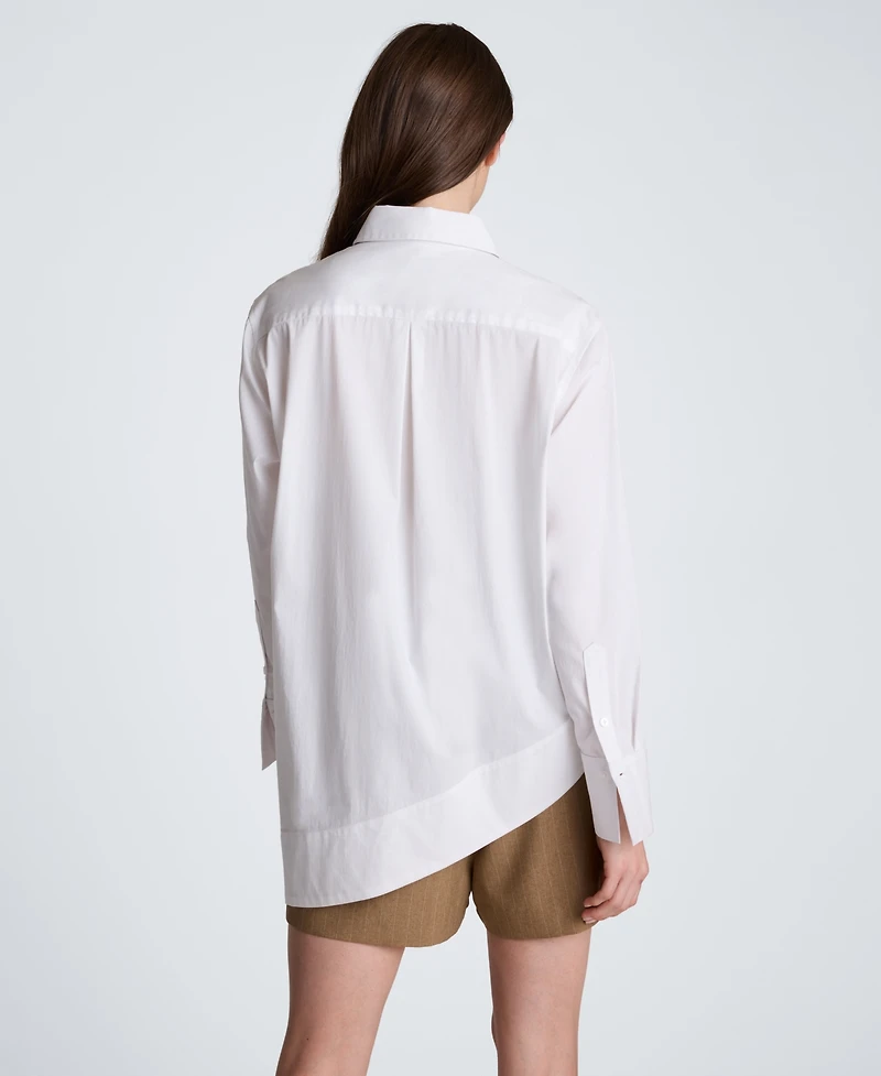 Kenneth Cole Women's Asymmetric-Hem Poplin Shirt