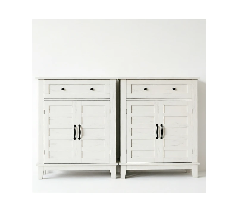 homfan 2 Piece Farmhouse Sideboard Buffet Cabinet, Coffee Bar Storage with Adjustable Shelves