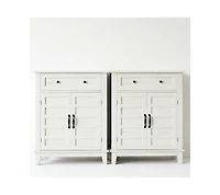 homfan 2 Piece Farmhouse Sideboard Buffet Cabinet, Coffee Bar Storage with Adjustable Shelves
