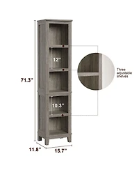 homfan 71" Farmhouse Bookshelf 5-Tier Tall Bookcase with Adjustable Shelves and Wooden Legs for Living Room