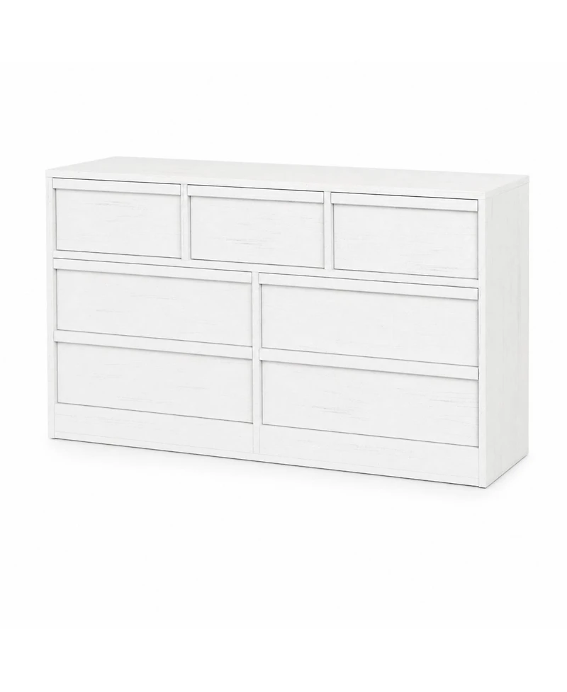 homfan 7-Drawer Wooden Storage Cabinet Wide Chest of Drawers with Large Storage for Bedroom, Farmhouse Organizer
