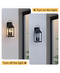 Midola 20" Outdoor Wall Light, Porch Light Outdoor Wall Sconce Lantern, 2-Light Modern Exterior Lighting Fixture Wall Mount for House Garage