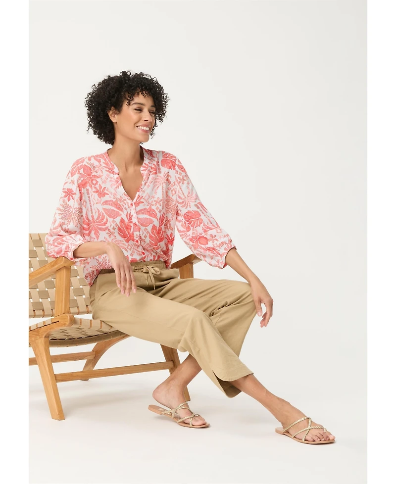 Olsen Women's Ornamental Botanic Print Tunic Shirt