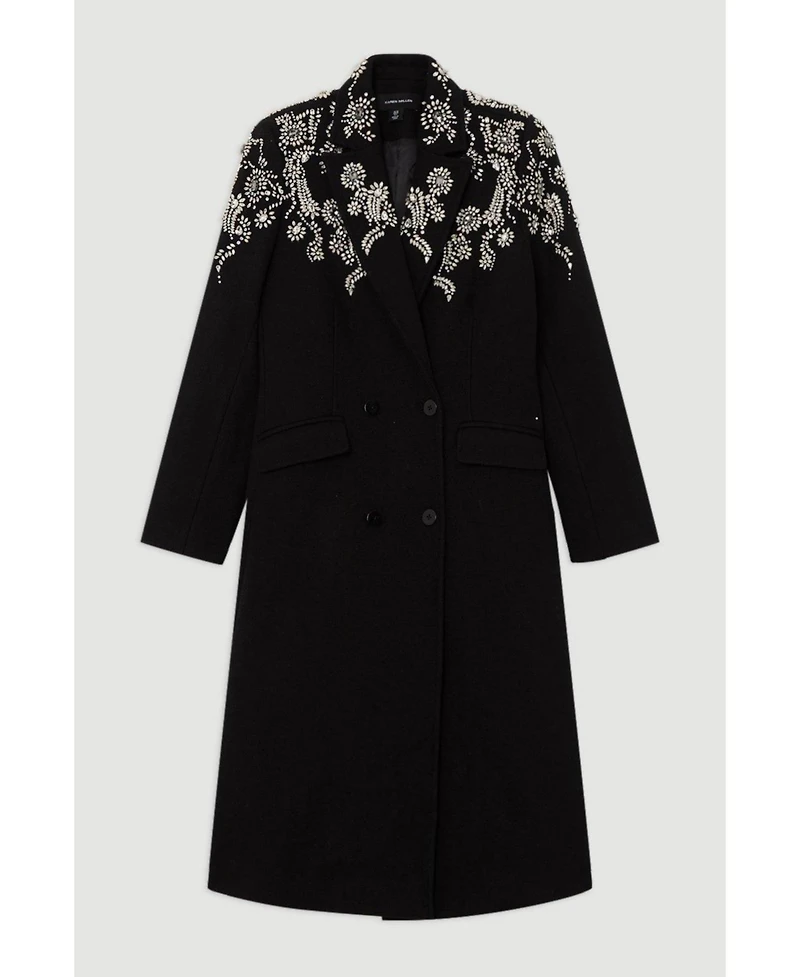 Karen Millen Women's Tailored Wool Double Breasted Midi Coat