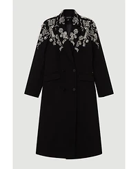 Karen Millen Women's Tailored Wool Double Breasted Midi Coat