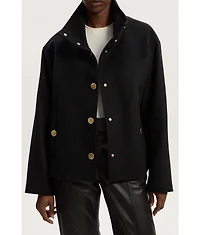 Karen Millen Women's Brushed Wool Funnel Neck Tailored Coat