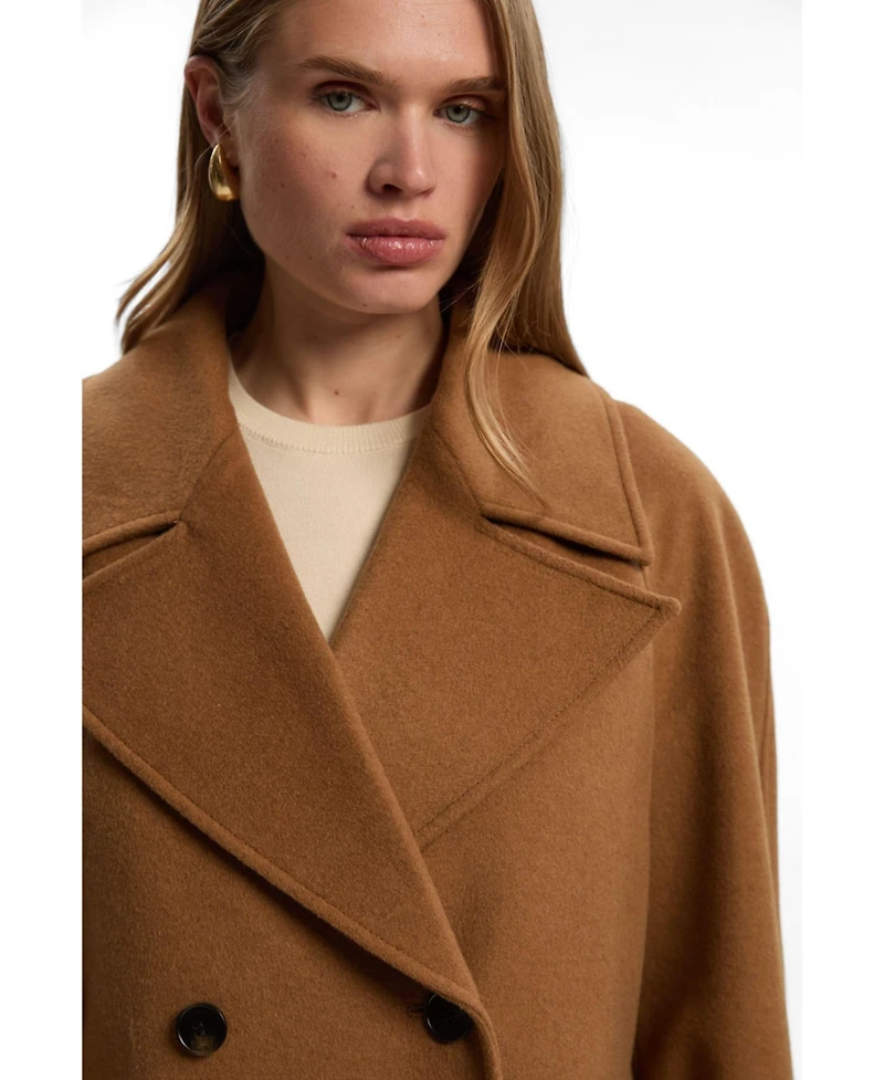 Karen Millen Women's Brushed Wool Double Breasted Short Coat