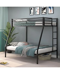 Slickblue Twin Over Full Bunk Bed Frame with Safety Rail and Ladder Design