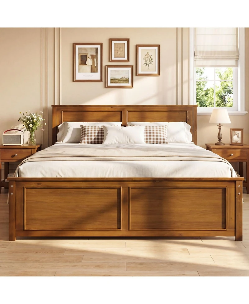 Slickblue Modern Full Size Wooden Bed Frame with Headboard
