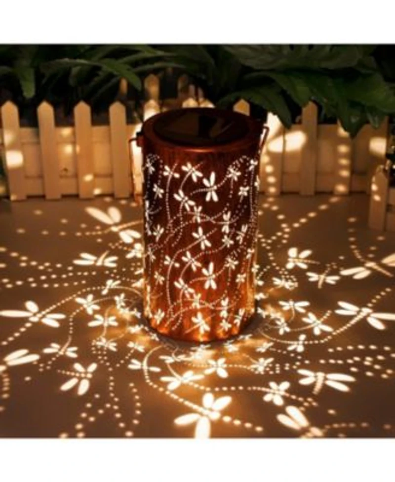 Cowin Solar Lanterns Outdoor Hanging Dragonfly Hollowed Out Metal Waterproof Garden Decor Light