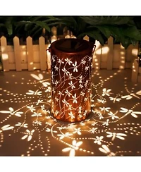 Cowin Solar Lanterns Outdoor Hanging Dragonfly Hollowed Out Metal Waterproof Garden Decor Light