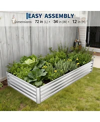 homfan 72"L x 34"W x 12"D Galvanized Steel Raised Garden Bed with Canopy Cover, Outdoor Planter for Vegetables Flowers Patio Backyard