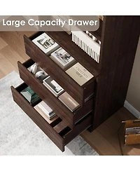 homfan 70" Tall Bookcase with 3 Drawers and 3 Open Shelves