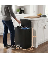 15.6 Gallon Rectangular Stainless Steel Step on With Two 30 Liter Compartments Trash Can