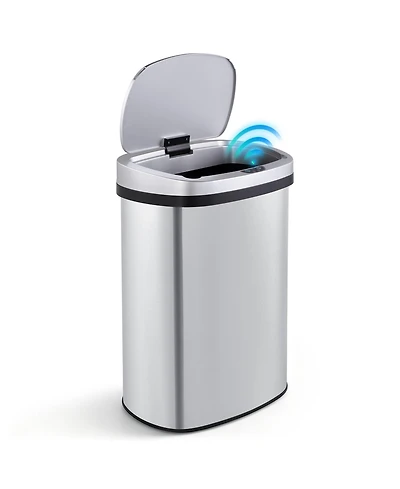 Mega Casa 50 Liter / 13 Gal Stainless Steel Motion Sensor Silent Soft-Close Lid Trash Can for Office, Kitchen