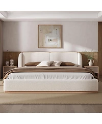 Streamdale Furniture California King Boucle Upholstered Wingback Bed Frame