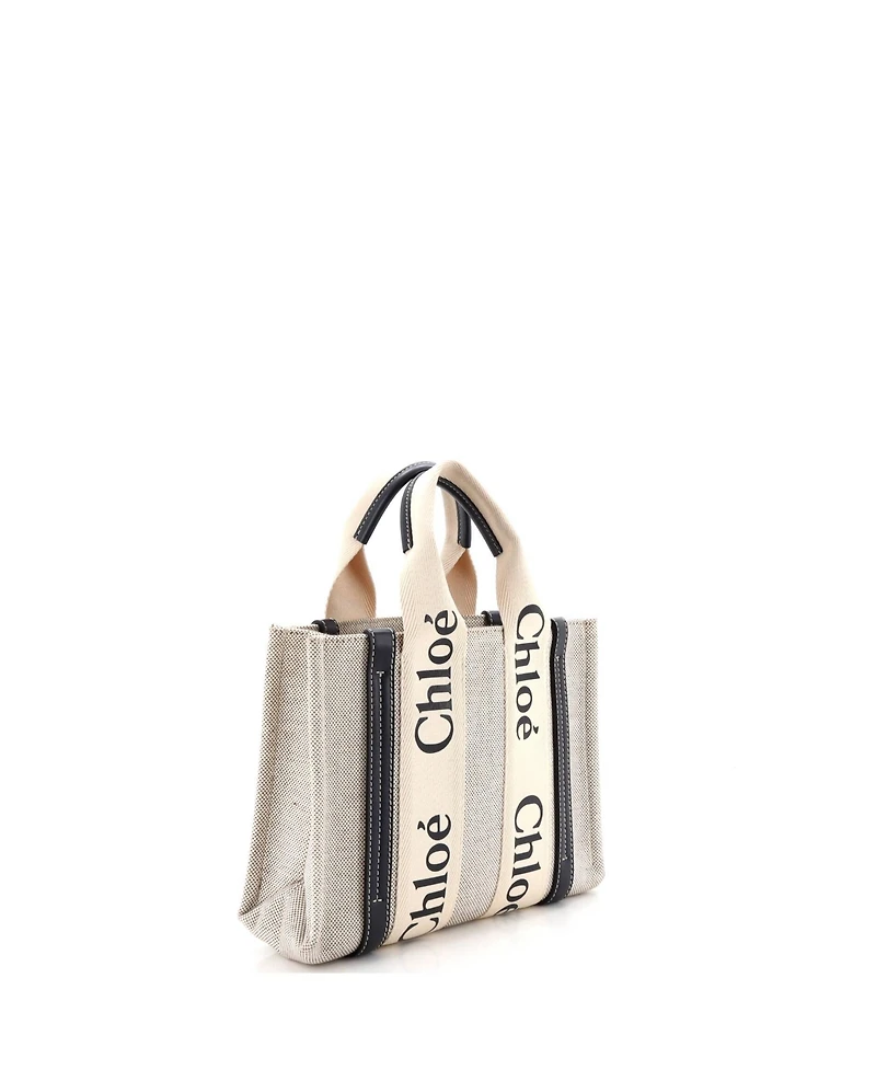 Pre-Owned Chloe Small Woody Tote Canvas with Leather