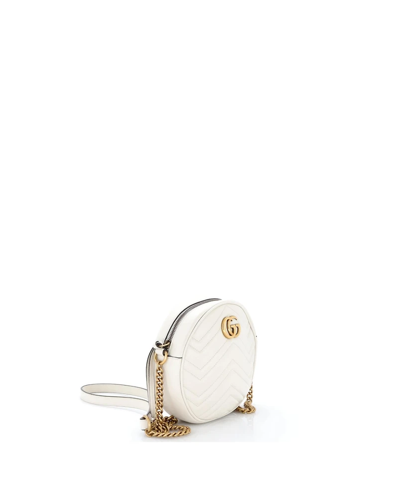 Pre-Owned Gucci Mini Gg Marmont Round Shoulder Bag Matelasse Leather
