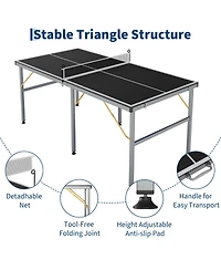 homfan Foldable Table Tennis with Engineered Wood Surface, Iron Frame Indoor Ping Pong for Home Game Room