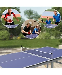 homfan Foldable Table Tennis with Engineered Wood Surface, Iron Frame Indoor Ping Pong for Home Game Room
