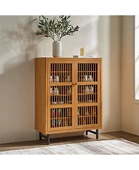 Clihome Shoe Cabinet with Shutter Doors, 6-Tier Entryway Adjustable Shelves, Wooden Rack Organizer