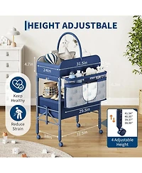 gaomon Baby Changing Table, Versatile Folding Changing Table with Wheels and 2 Drawers