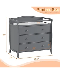 gaomon Wooden Diaper Changing Table, Baby Diaper Changing Station Infant Nursing Table with 3 Drawers, Safety Rail and Strap