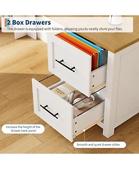 gaomon 63" L-Shaped Executive Desk with 4 File Drawers and Power Outlet – Corner Computer Desk with Monitor Stand, Home Office Desk