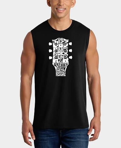La Pop Art Men's New Orleans Guitar Word Graphic Tank Top